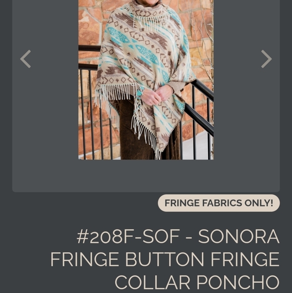 Rhonda Stark Southwestern Style Button Fringe Collar Poncho One size 30" - Picture 13 of 13